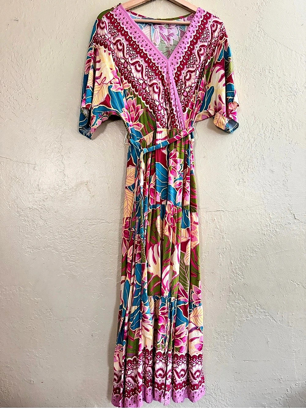FIGUEROA & flower Floral Maxi Dress in Pink & Blue Rayon